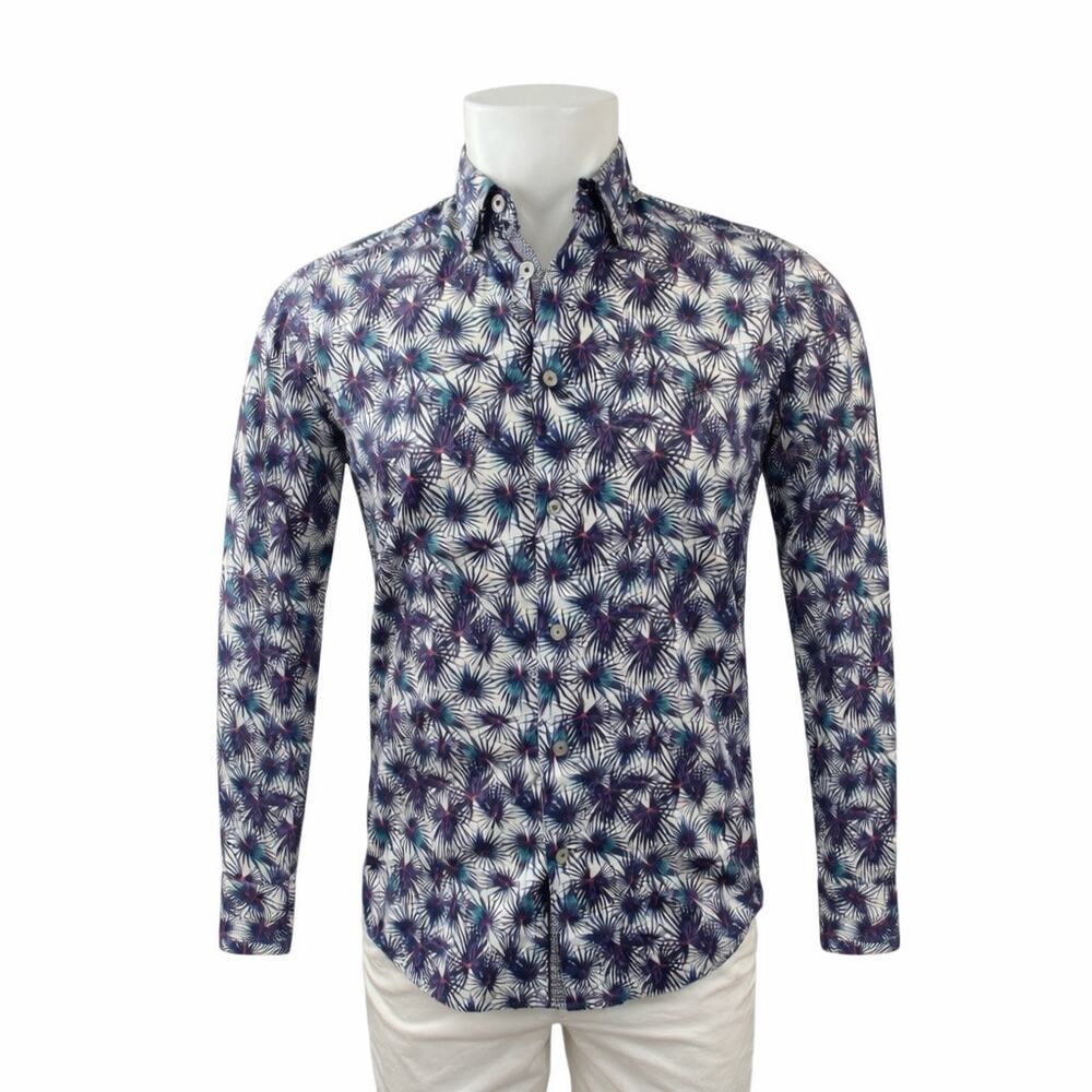 Ted Baker Men's Multicolor Leaf Casual Long Sleeve Button Down Shirt Top Size M